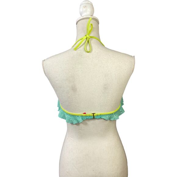 Victoria's Secret Aqua Green Sequin Halter Bikini Top SZ Small Swimwear Beach - Picture 3 of 10
